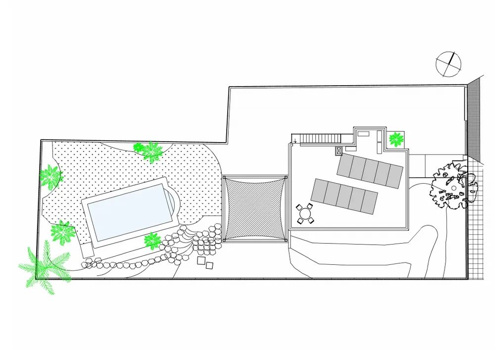Plano arquitectónico de Planta Cubierta marYpinos